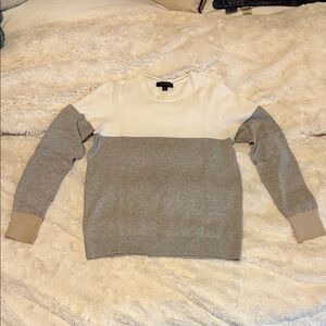 Ann Taylor Colorblock Women's Sweater - Cream and Gray